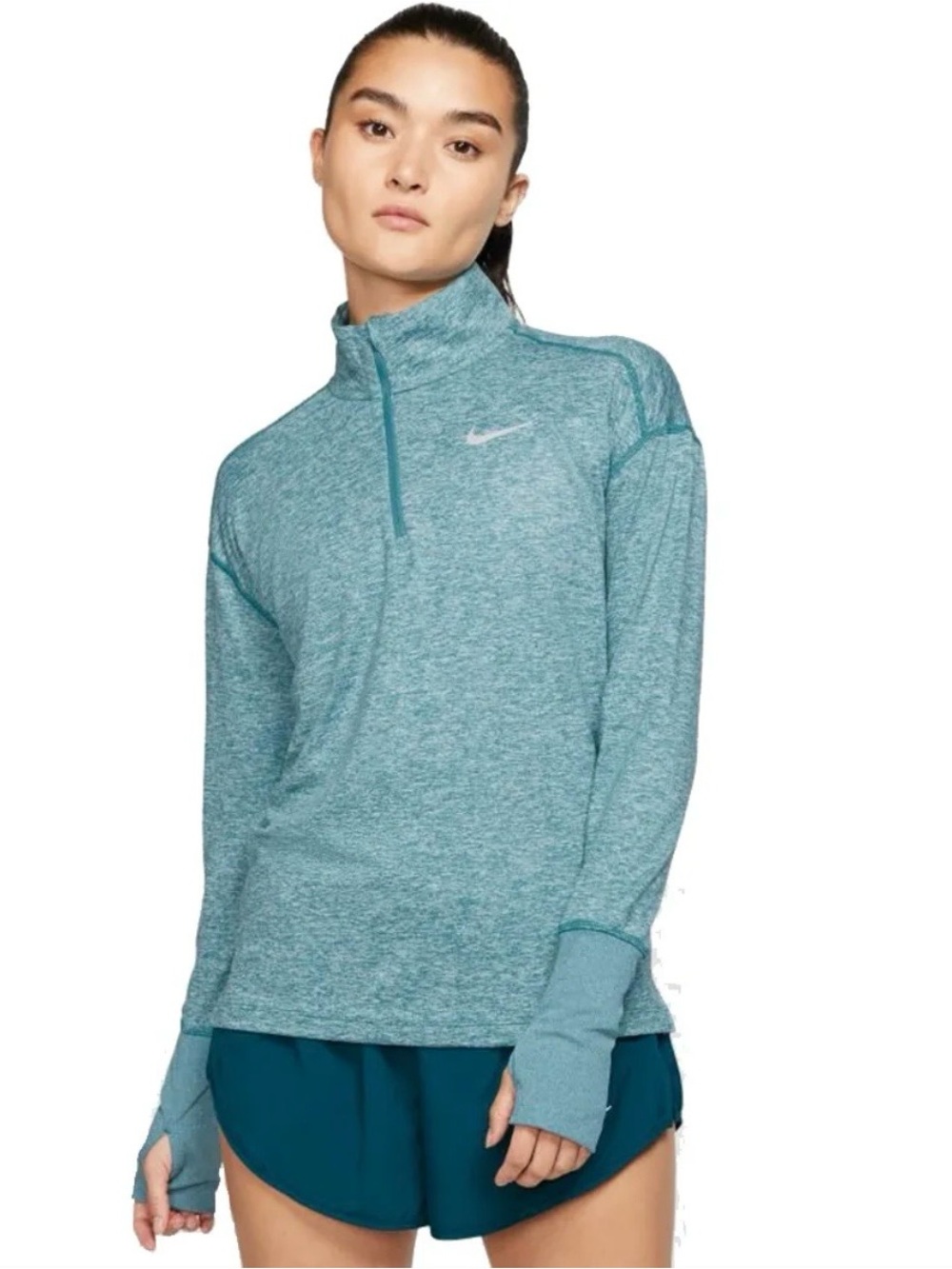 Nike Running Dri-FIT Quarter Zip Women’s Teal Blue Reflective Top NWOT